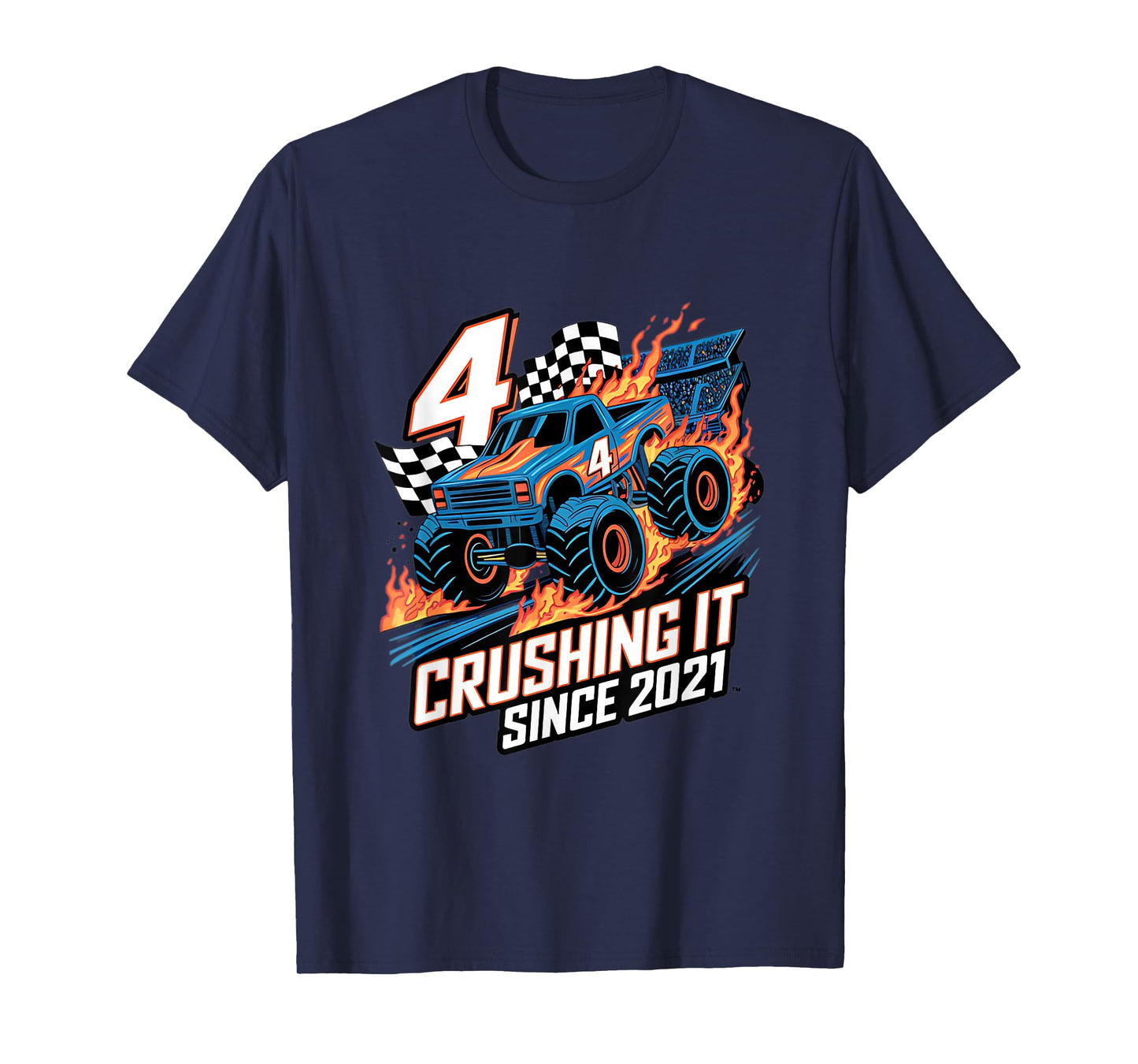 Crushing It Since 2021 4th Birthday Kids Monster Truck T-Shirt