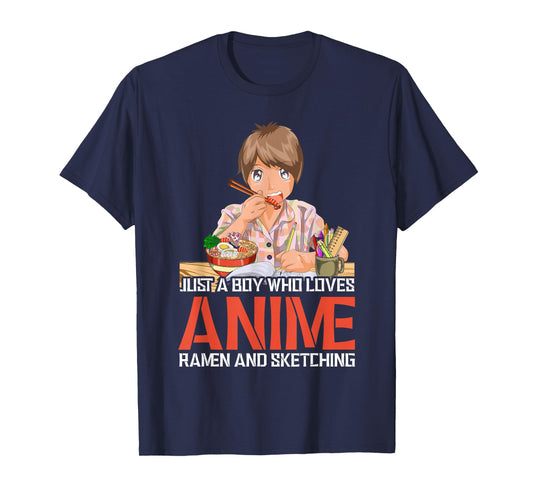 Japanese Otaku Manga Drawing Ramen Gift Anime Boy T-Shirt