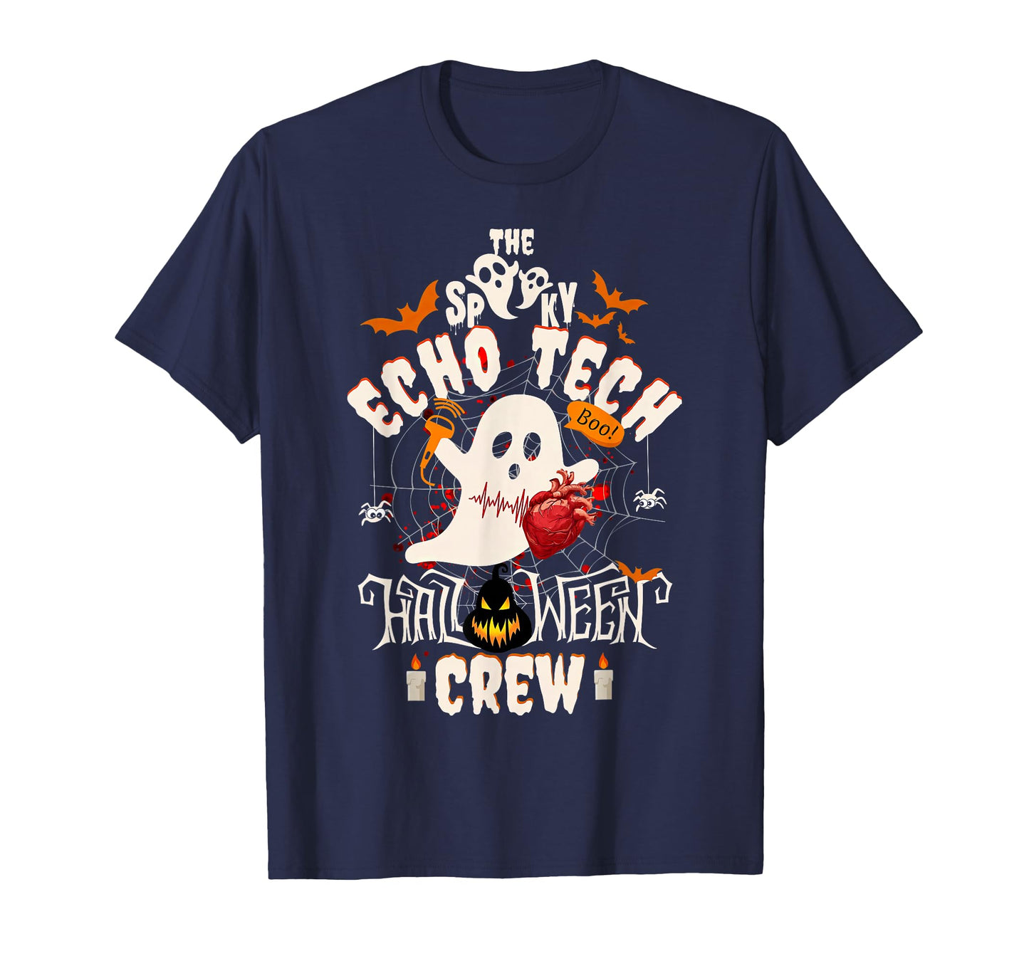 Spooky Echo Tech Halloween Crew Cardiac Sonographer Ghost T-Shirt