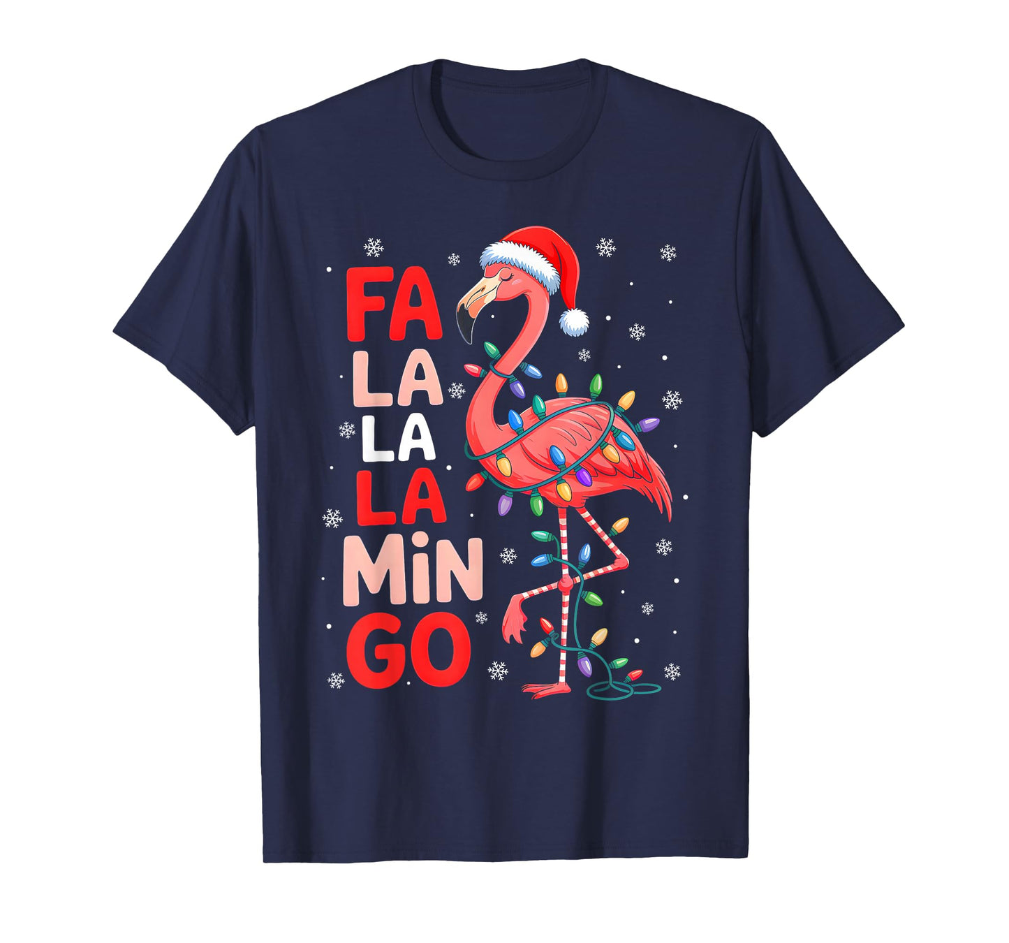 FA La La La Mingo Flamingo Christmas Lights Xmas Pajamas T-Shirt