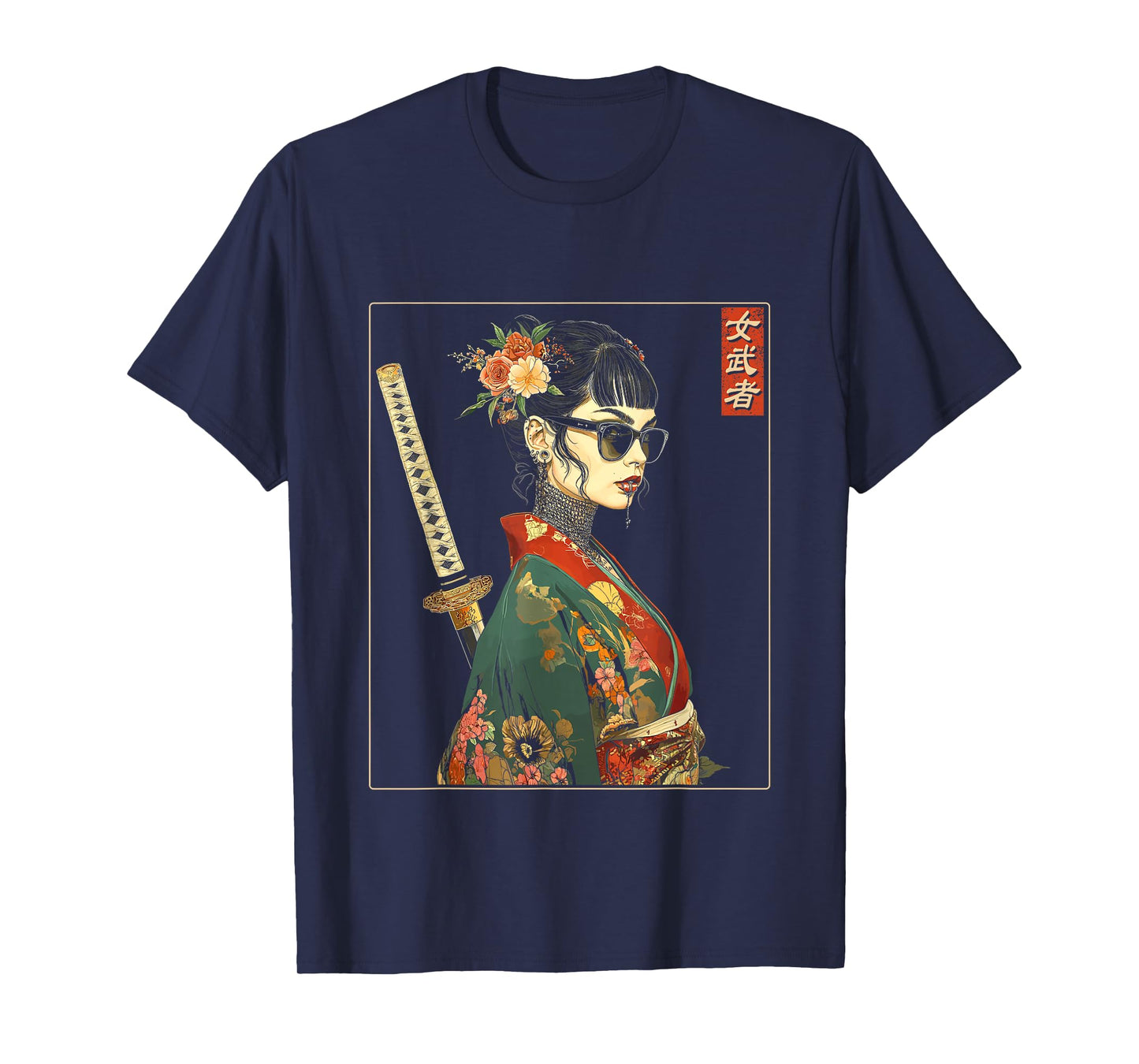 Japanese Gothic Samurai Art Woman with Katana Sword T-Shirt