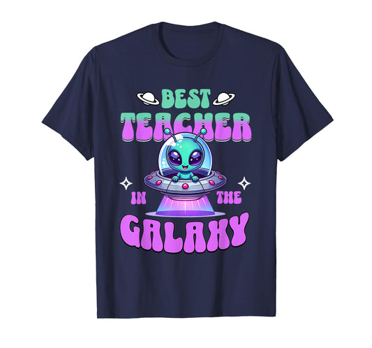 Best Teacher in the Galaxy Cute Alien UFO Graphic T-Shirt