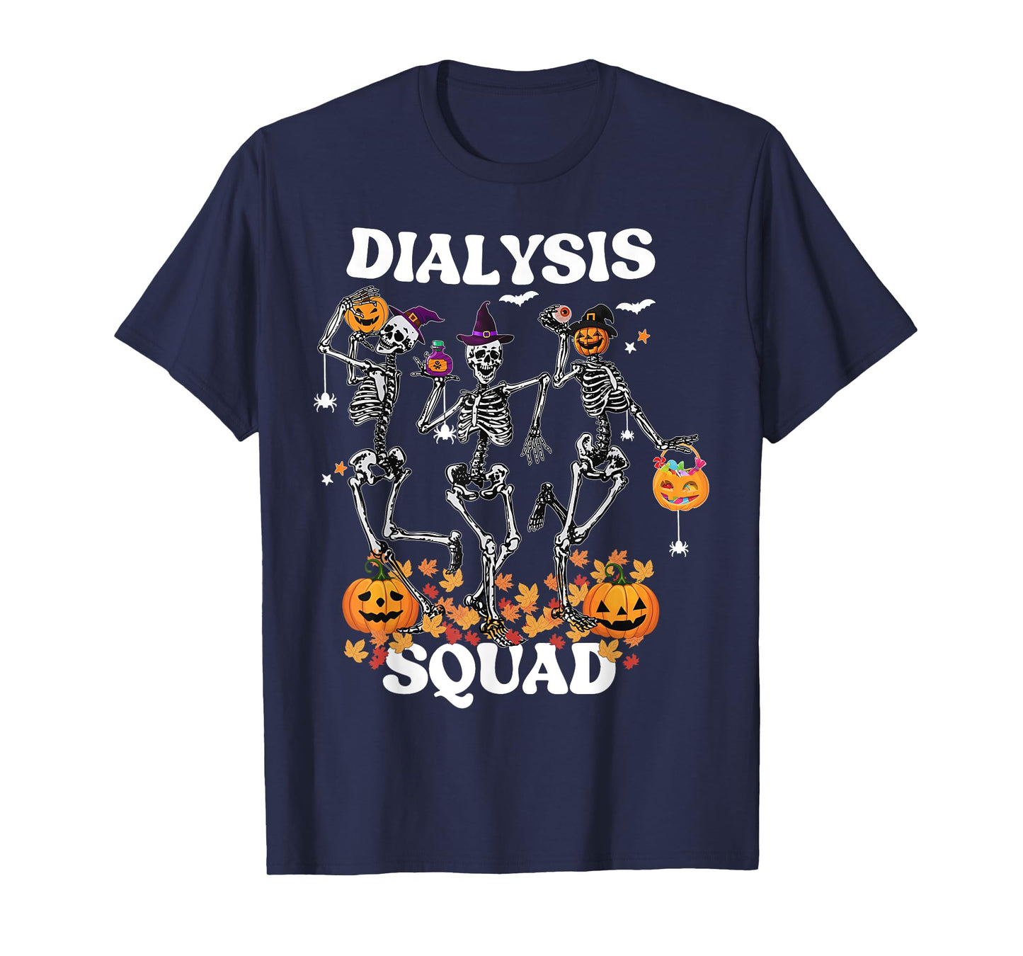 Spooky Dialysis Squad Nurse Skeleton Dancing Dialysis Tech T-Shirt