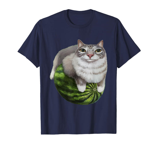 Silly Watermelon Cat Funny Cat Meme - Humor Graphic Anime T-Shirt
