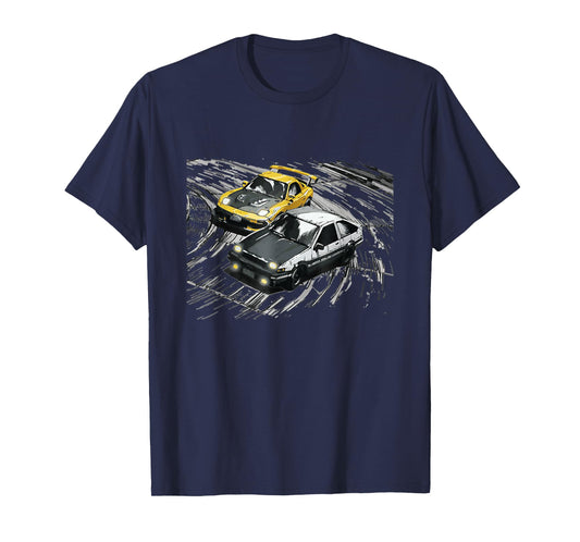JDM Car Street Drift Race - 86 VS FD anime style T-Shirt