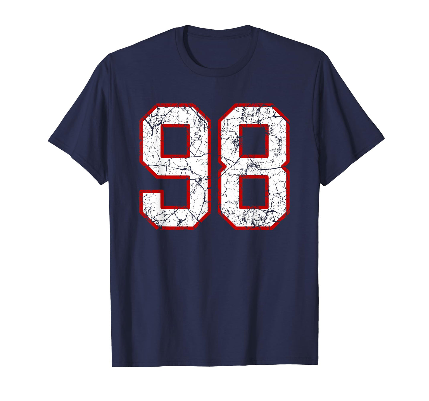 White and Red Sports Number 98 Jersey Uniform Player T-Shirt