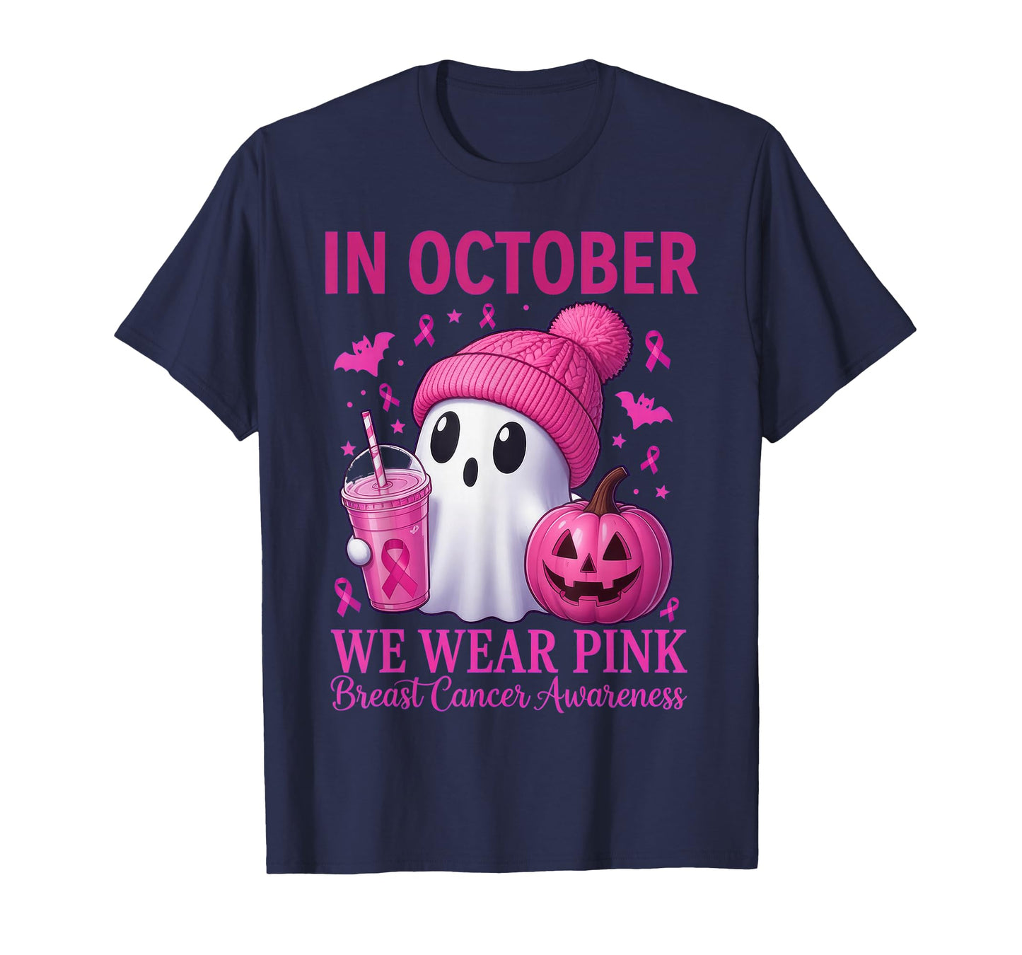 Breast Cancer Halloween Women in October We Wear Pink T-Shirt