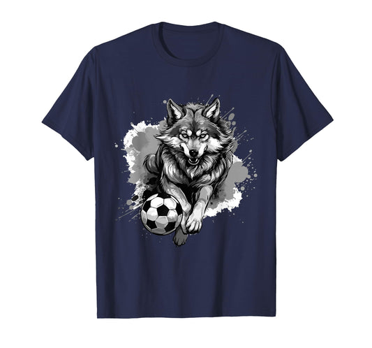 Wolf Playing Soccer | Animal Sports Team T-Shirt