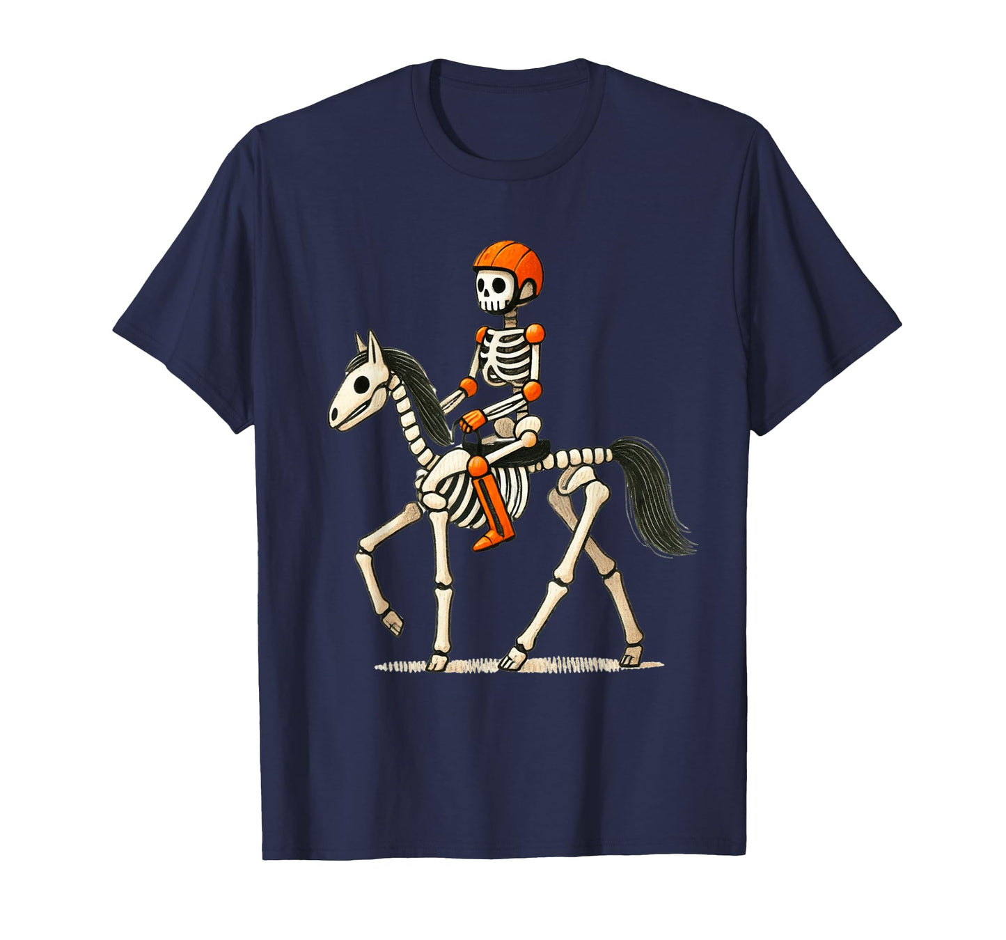 Funny Skeleton Horse Riding Halloween Costume Men Women T-Shirt