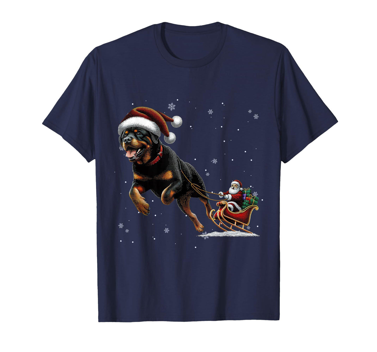 Rottweiler Santa Christmas Tree Lights Ugly Pajama Dog Lover T-Shirt