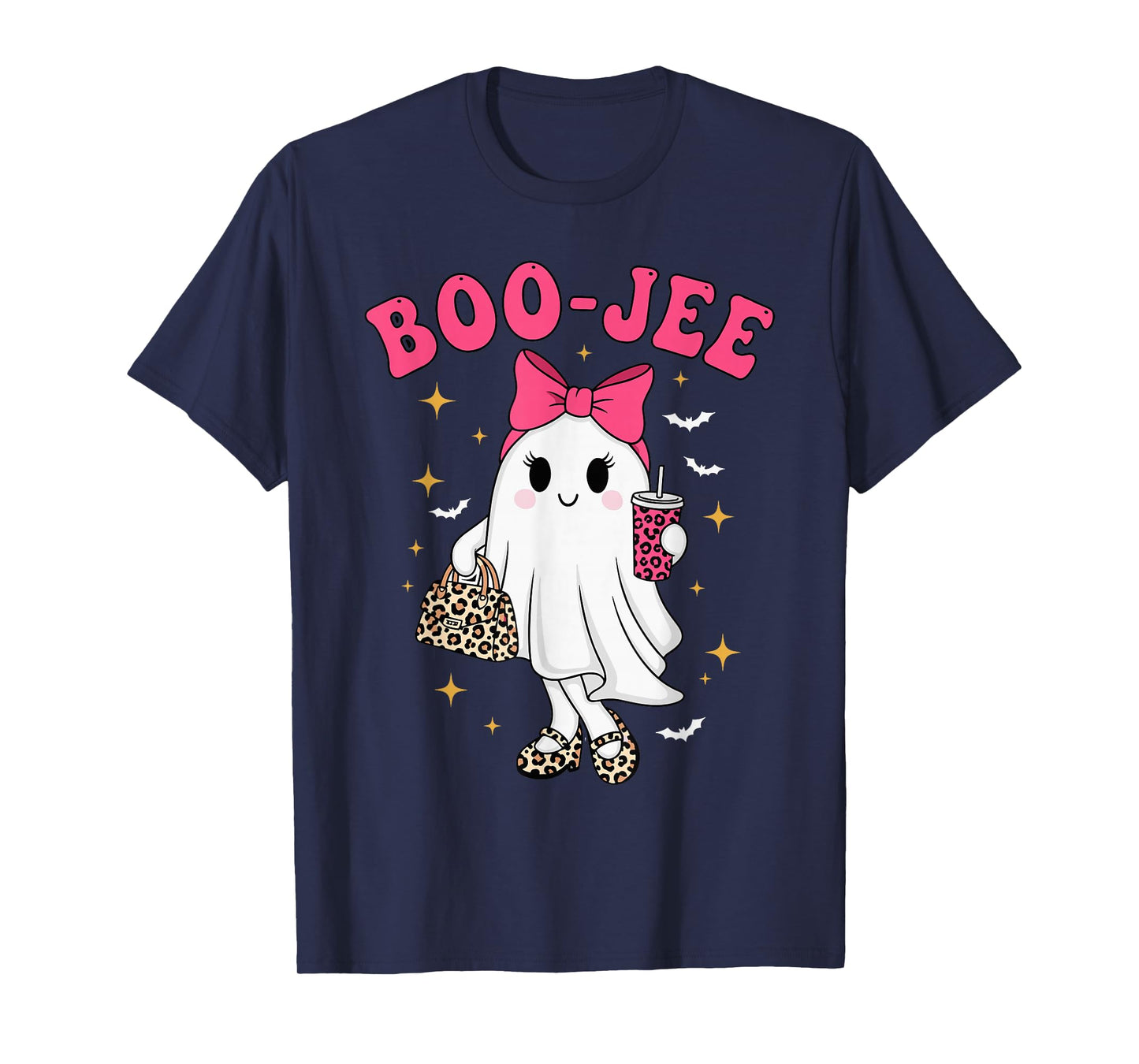 Coquette Leopard Ghost Coffee Boo-JEE Halloween T-Shirt