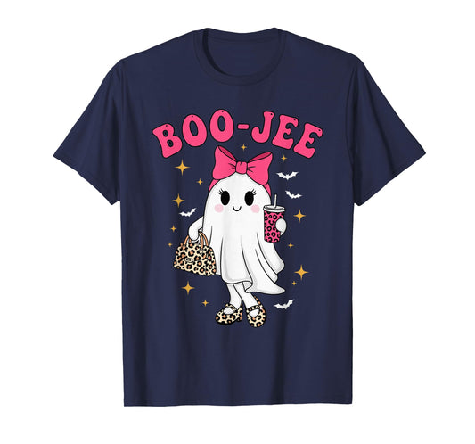 Coquette Leopard Ghost Coffee Boo-JEE Halloween T-Shirt