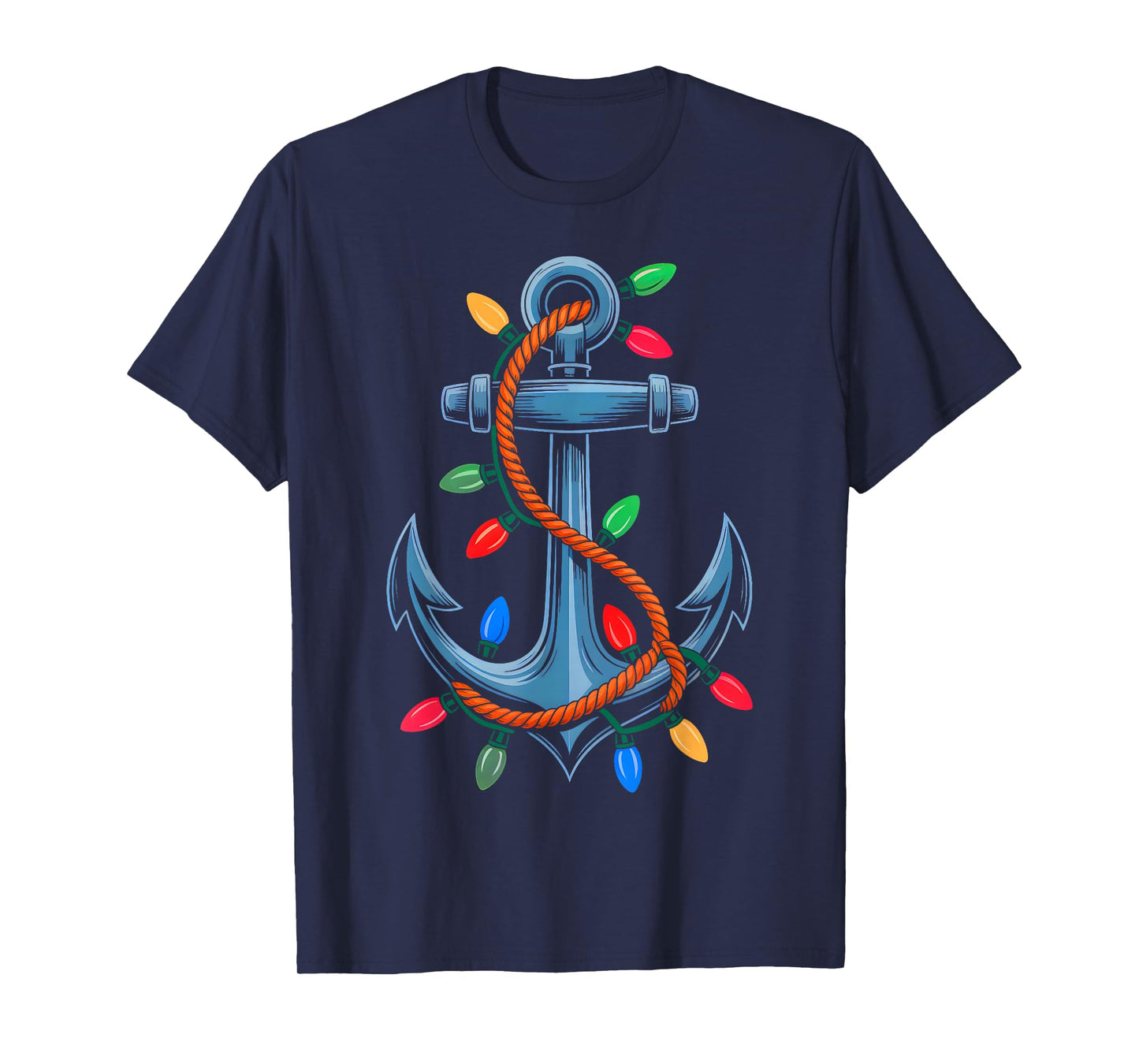 Anchor Boating Sailing Xmas Lights Funny Christmas Cruise T-Shirt