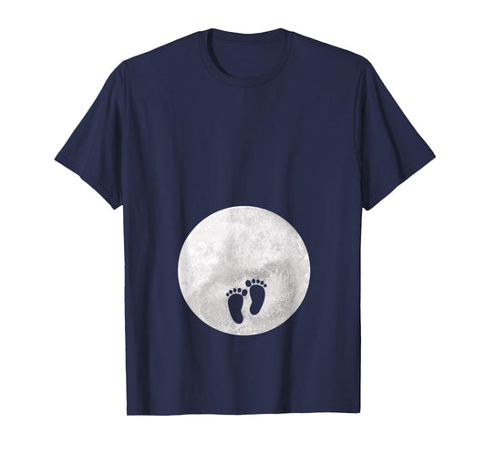 Full Moon Belly Pregnancy Announcement Baby footsteps T-Shirt