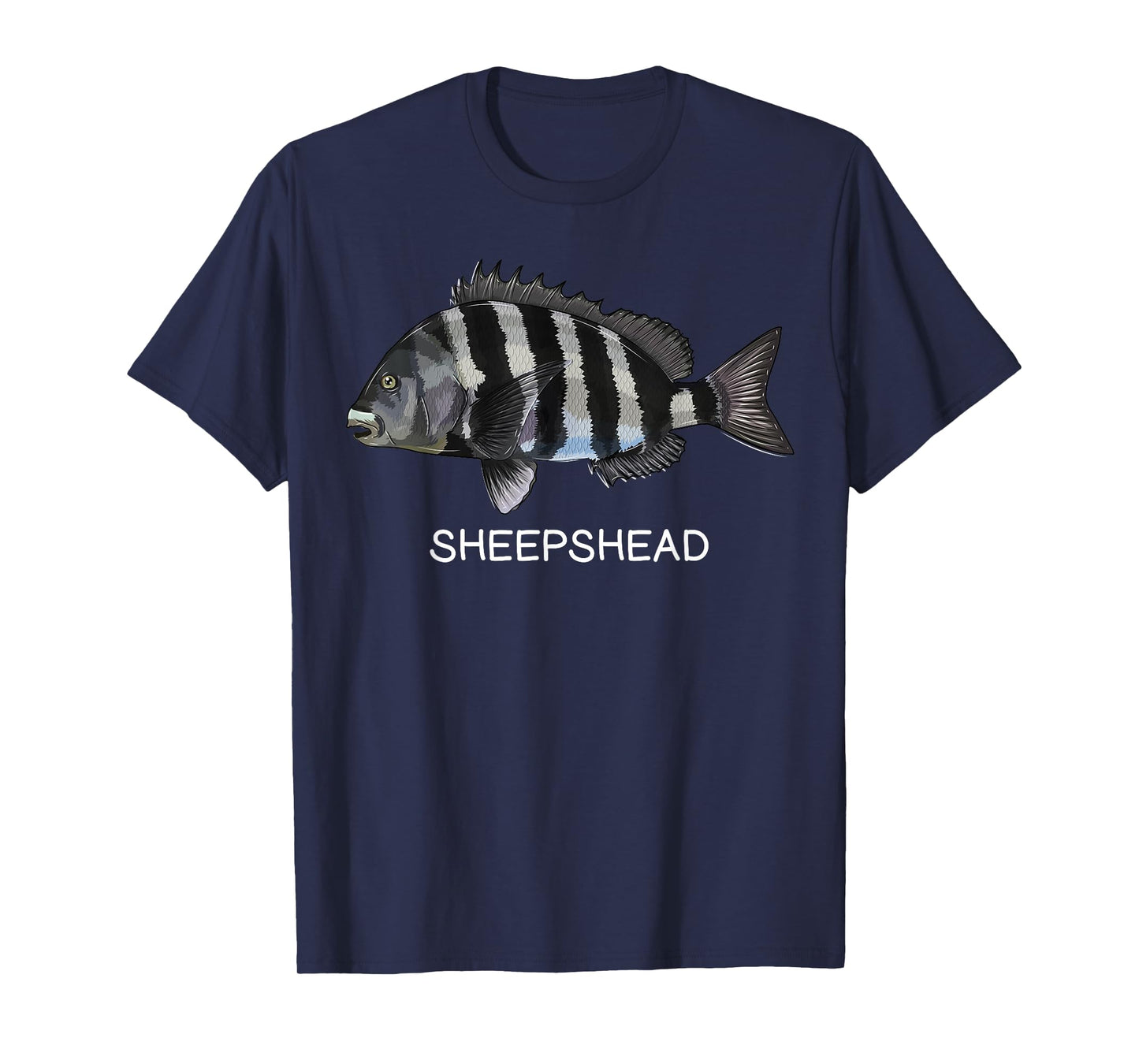 Sheepshead Gift Co. Sheepshead Saltwater Game Fish T-Shirt - Boys, Fishing Enthusiasts - Unisex - Short Sleeve - Black - Small - Classic Fit - Cotton, Polyester Blend