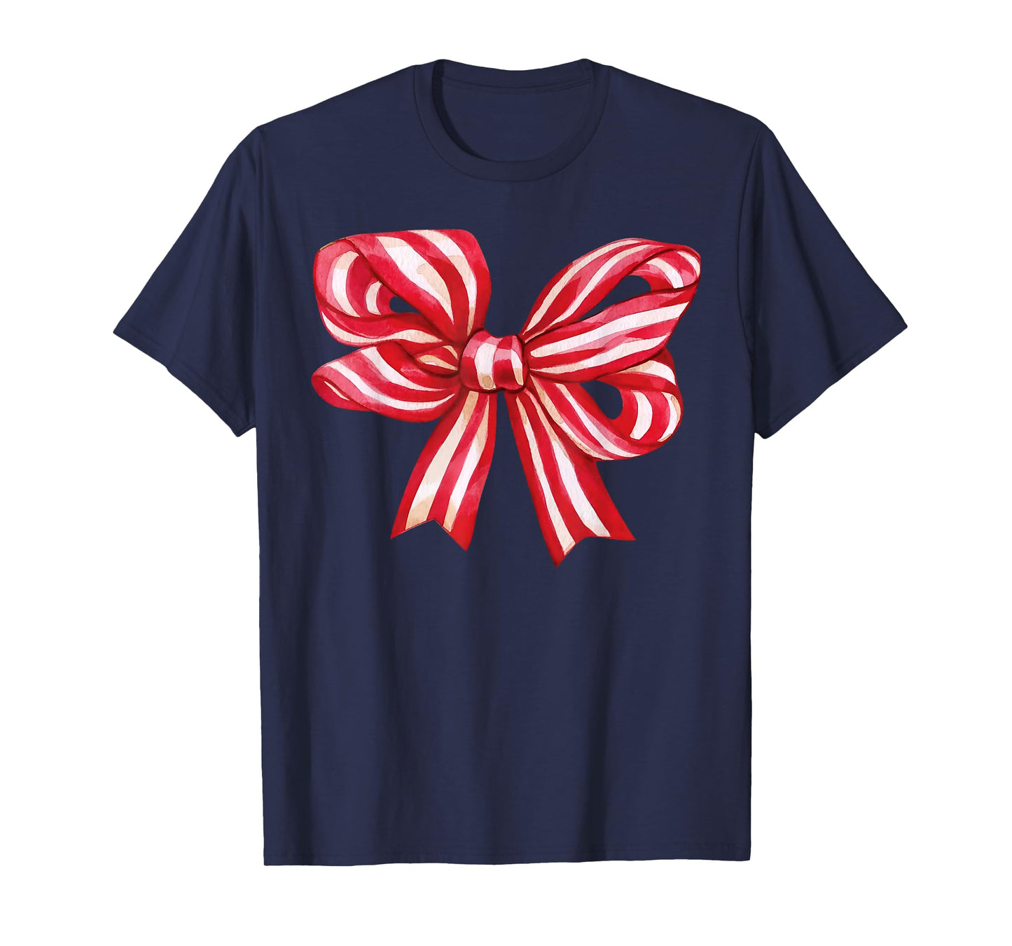Candy Cane Coquette Bow Red White Xmas Holiday Christmas T-Shirt