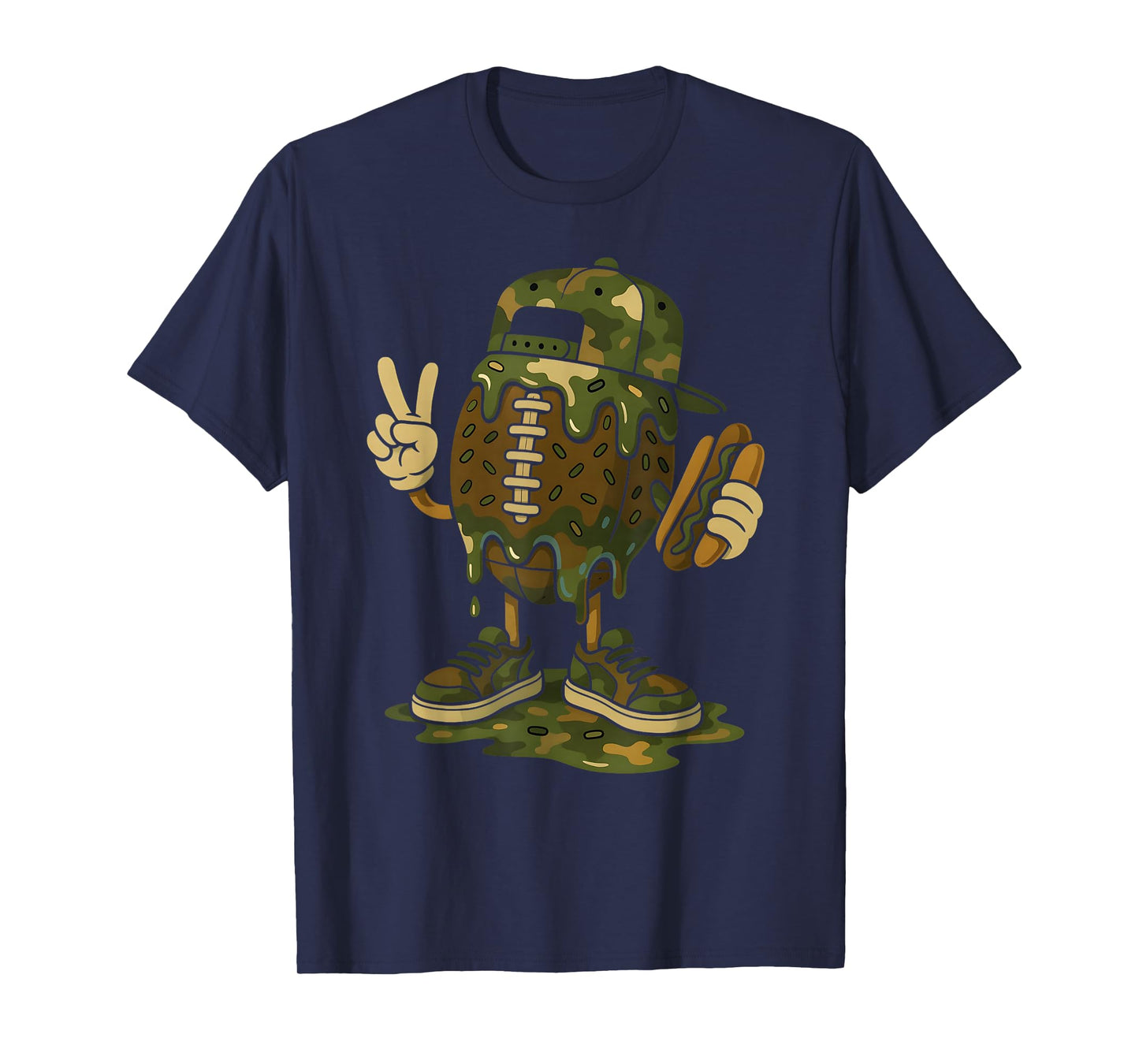 Football Drip Camo Boys Football Ice Cream Youth Game Day T-Shirt