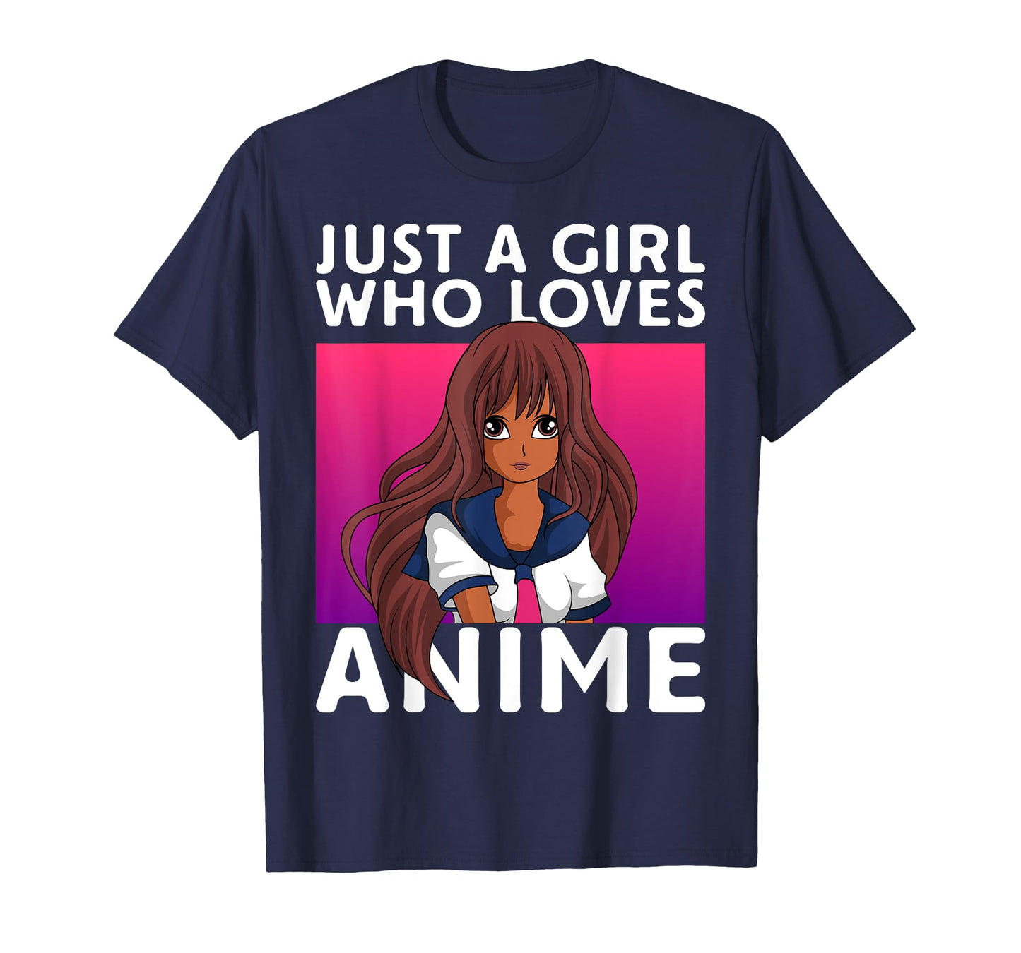 Just A Girl Who Loves Anime Lover Black Anime Girl T-Shirt