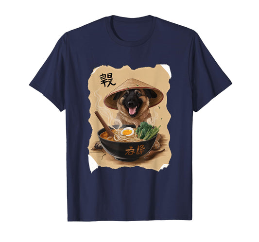 Men Woman Kawaii Eating Ramen Japanese Belgian Malinois T-Shirt