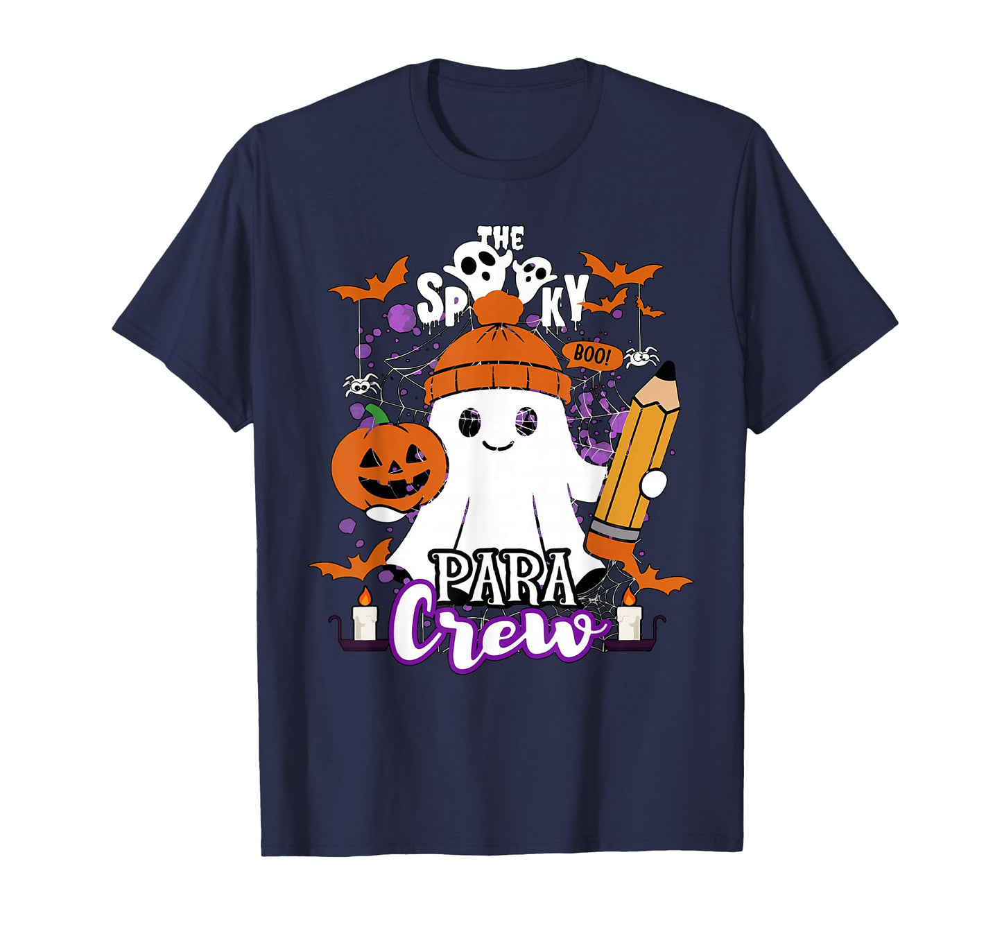 Spooky para Crew Ghost Halloween Paraprofessional Teacher T-Shirt