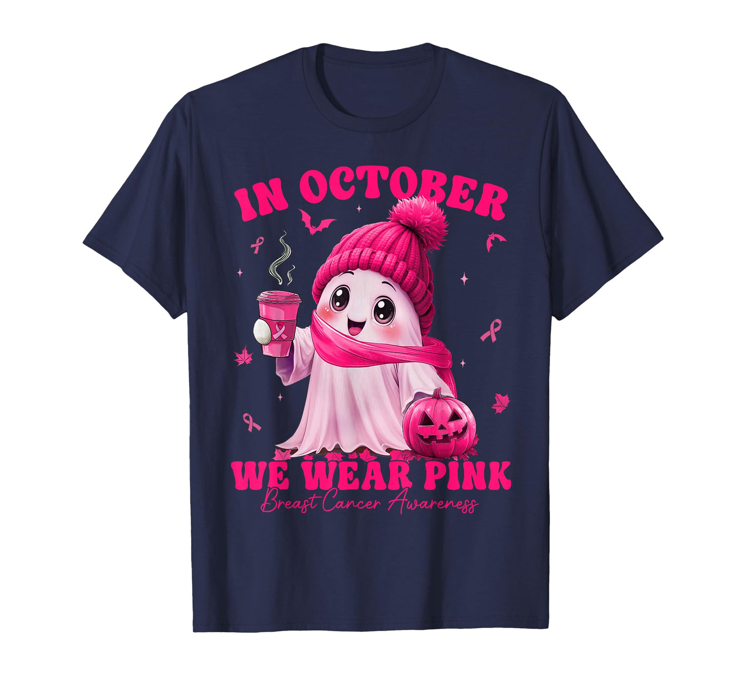 Breast Cancer Awareness Halloween in October We Wear Pink T-Shirt