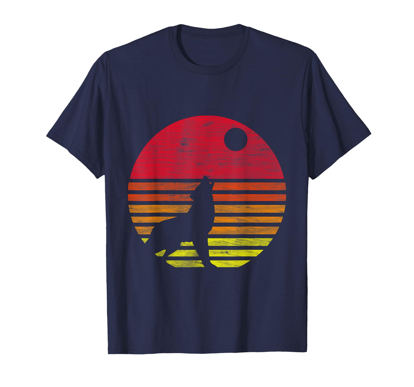 Retro Wolf Howling at The Moon T-Shirt