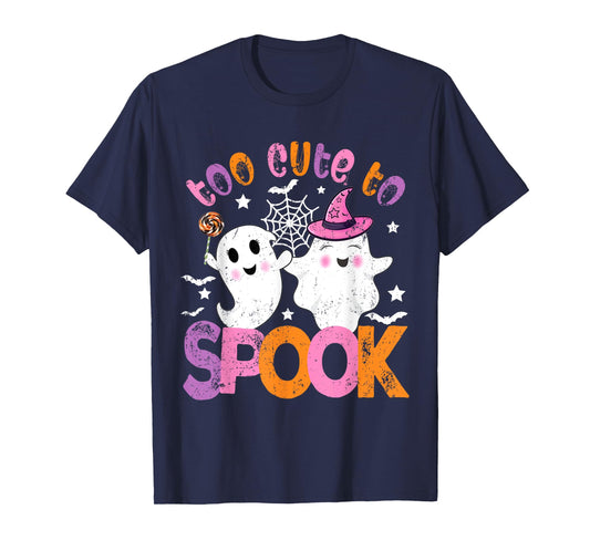 Kawaii Halloween Ghost Costume Too Cute To Spook Girl Kids T-Shirt