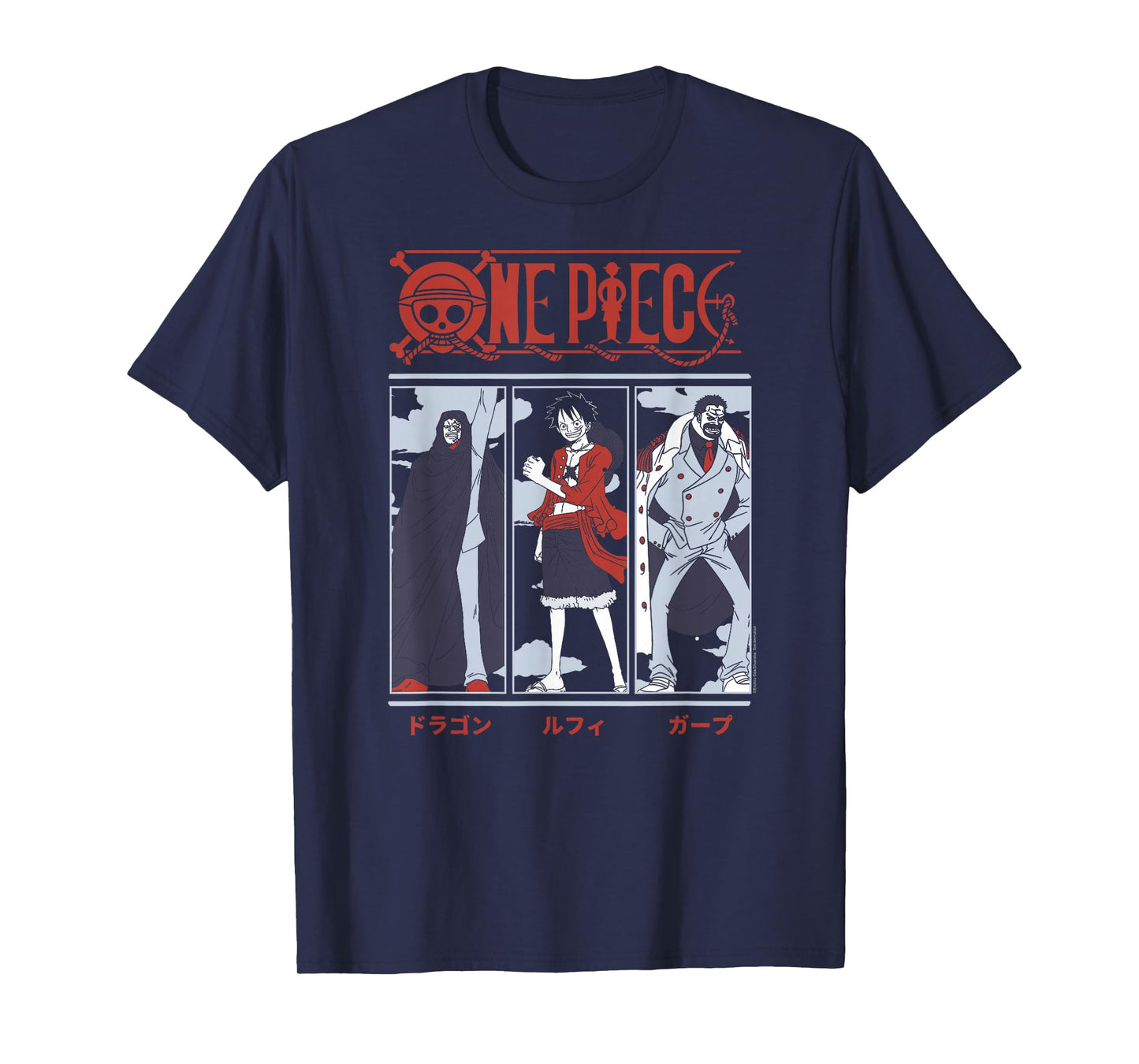 One Piece Anime Meet The Monkeys Dragon, Luffy, and GARP T-Shirt