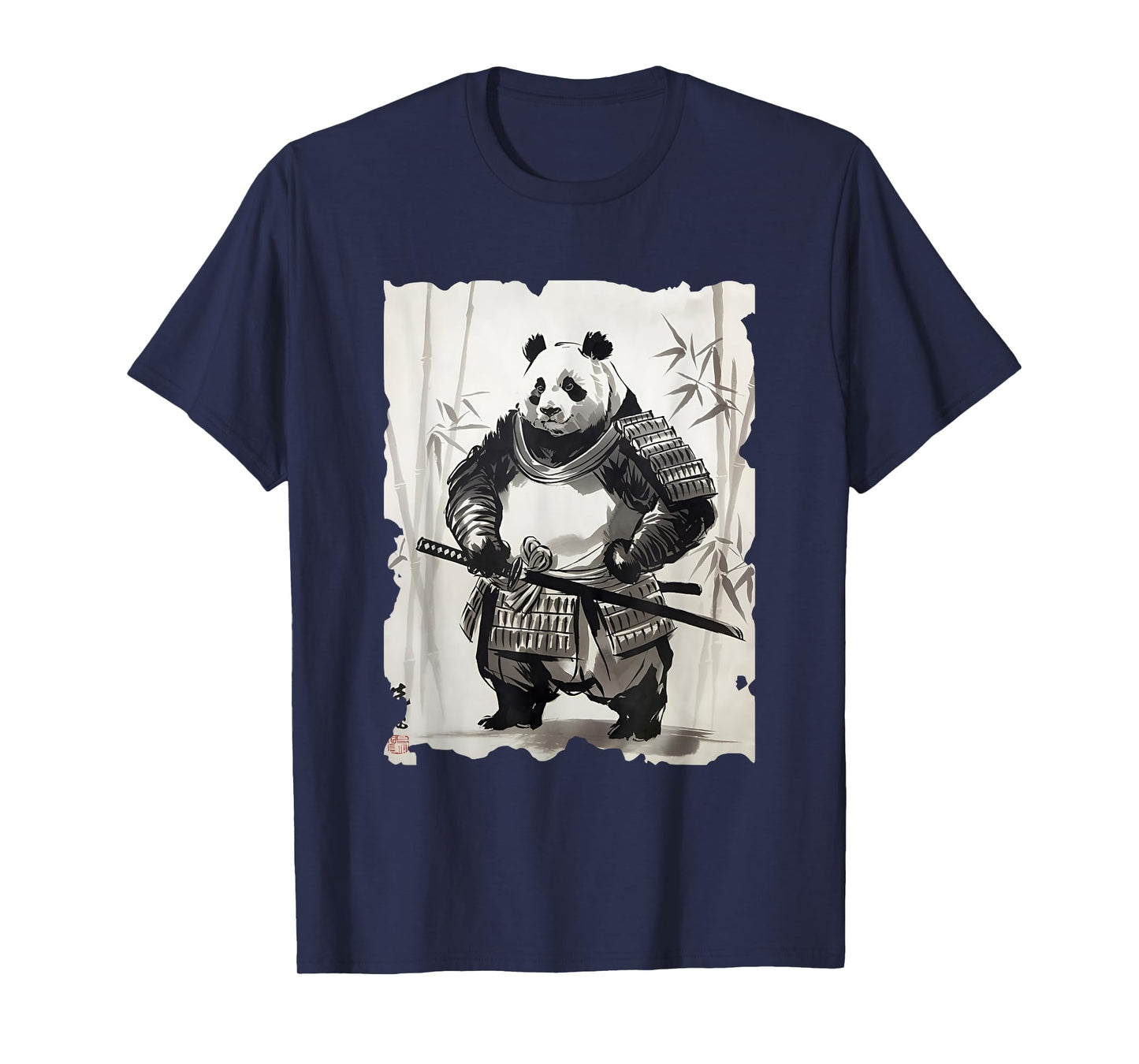 Panda Samurai Japanese Art - Vintage Panda Sumi-e Graphic T-Shirt
