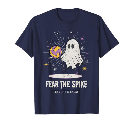 Fear The Spike Spooky Ghost Playing Volleyball Player Sports T-Shirt