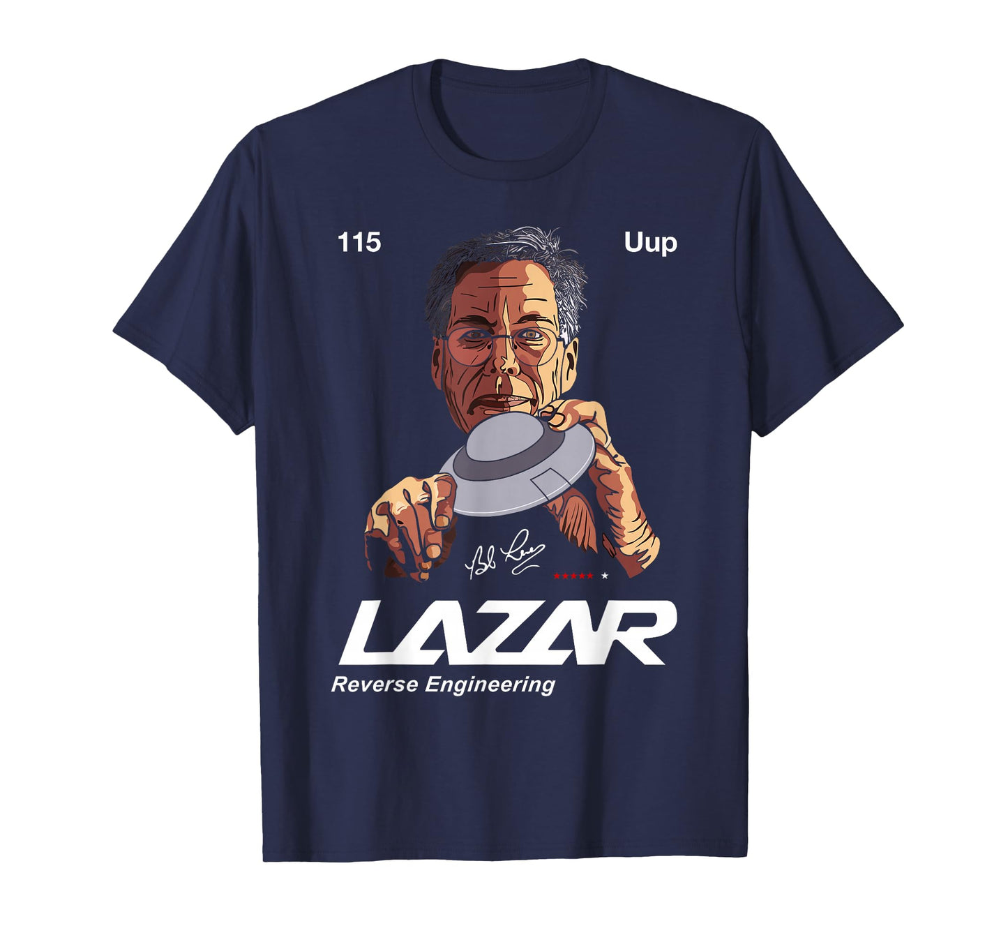Bob Lazar Area 51 Reverse Engineering T-Shirt, Unisex-Adult, Black, Small, Short Sleeve, Classic Fit, Cotton 100%