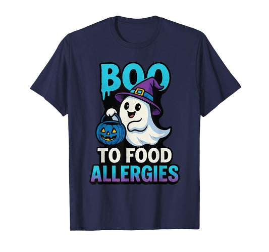 Teal Pumpkin Halloween Boo Food Allergies Ghost T-Shirt