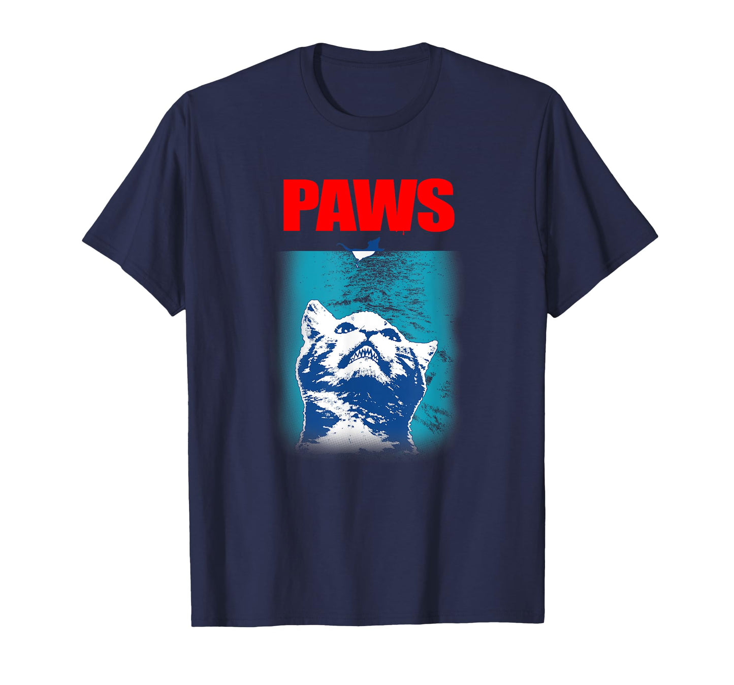 Paws Underwater Shark Attack T-shirt Funny Cat Parody Gift T-Shirt for Men Women Girls Kids