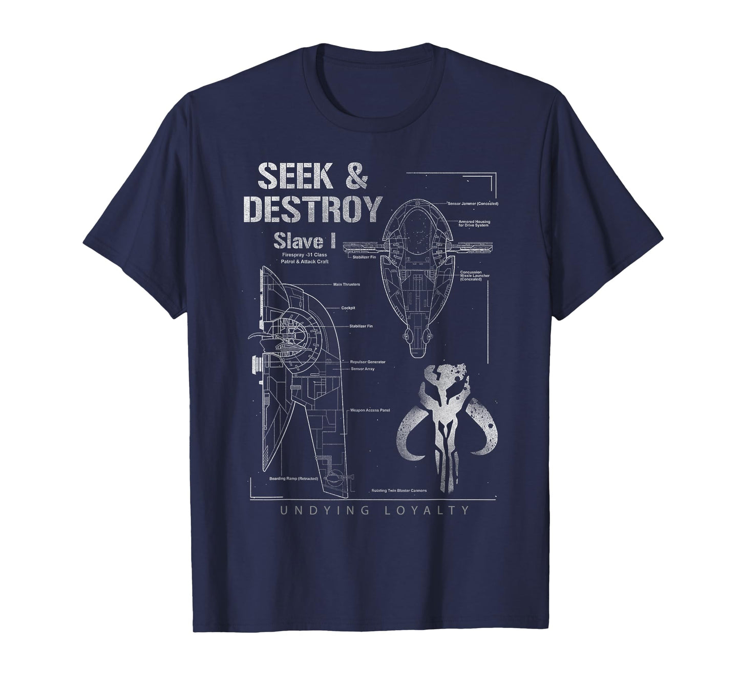 Star Wars Boba Slave I Ship Seek & Destroy Schematic T-Shirt T-Shirt