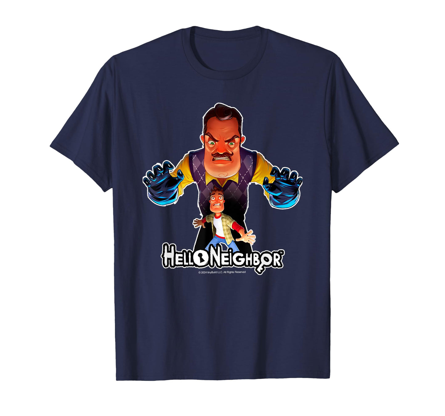 Hello Neighbor - Game Related Designs T-Shirt, Small, Blue