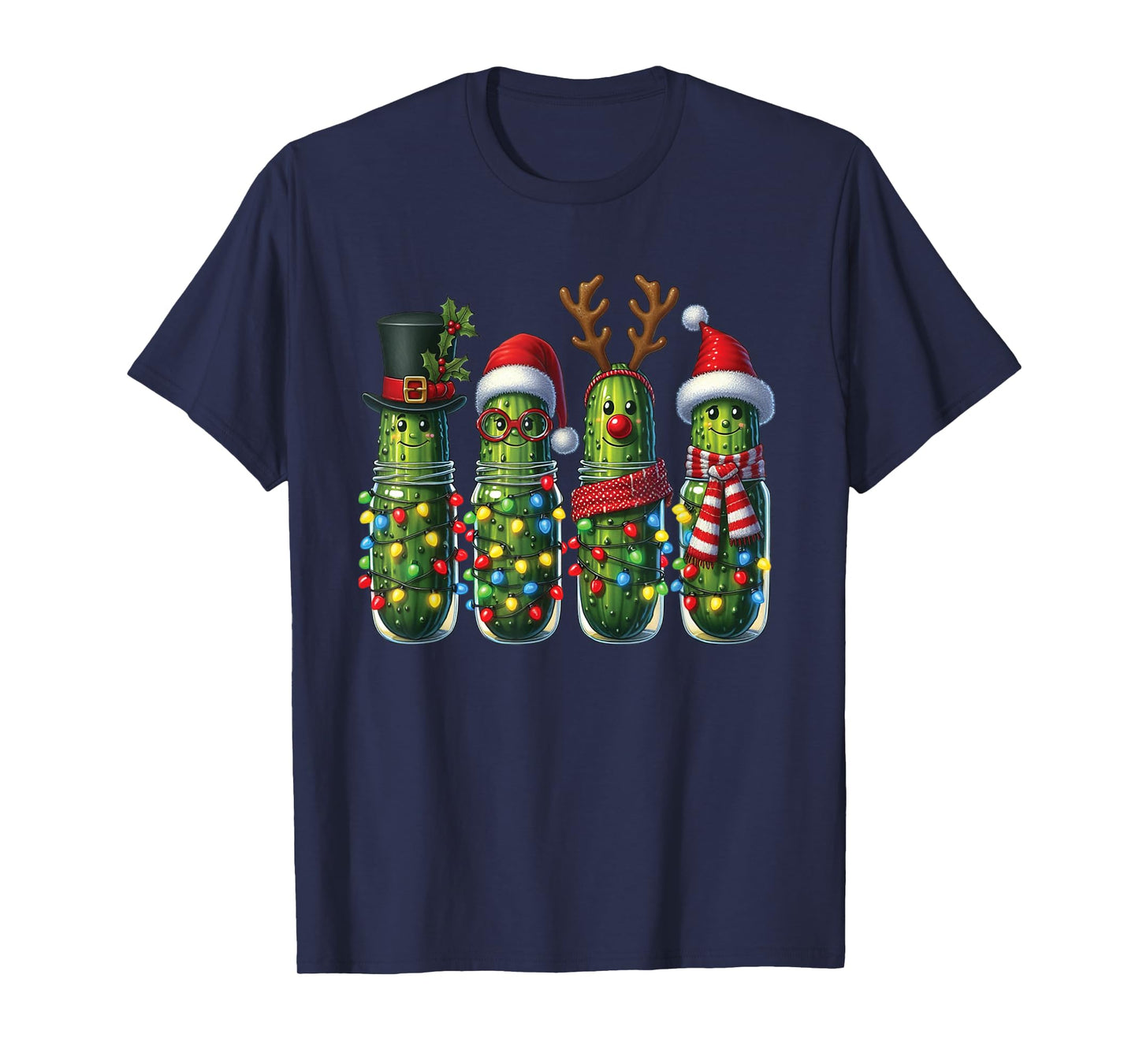 Funny Christmas Pickle Lights Cactus Family Holiday Humor T-Shirt