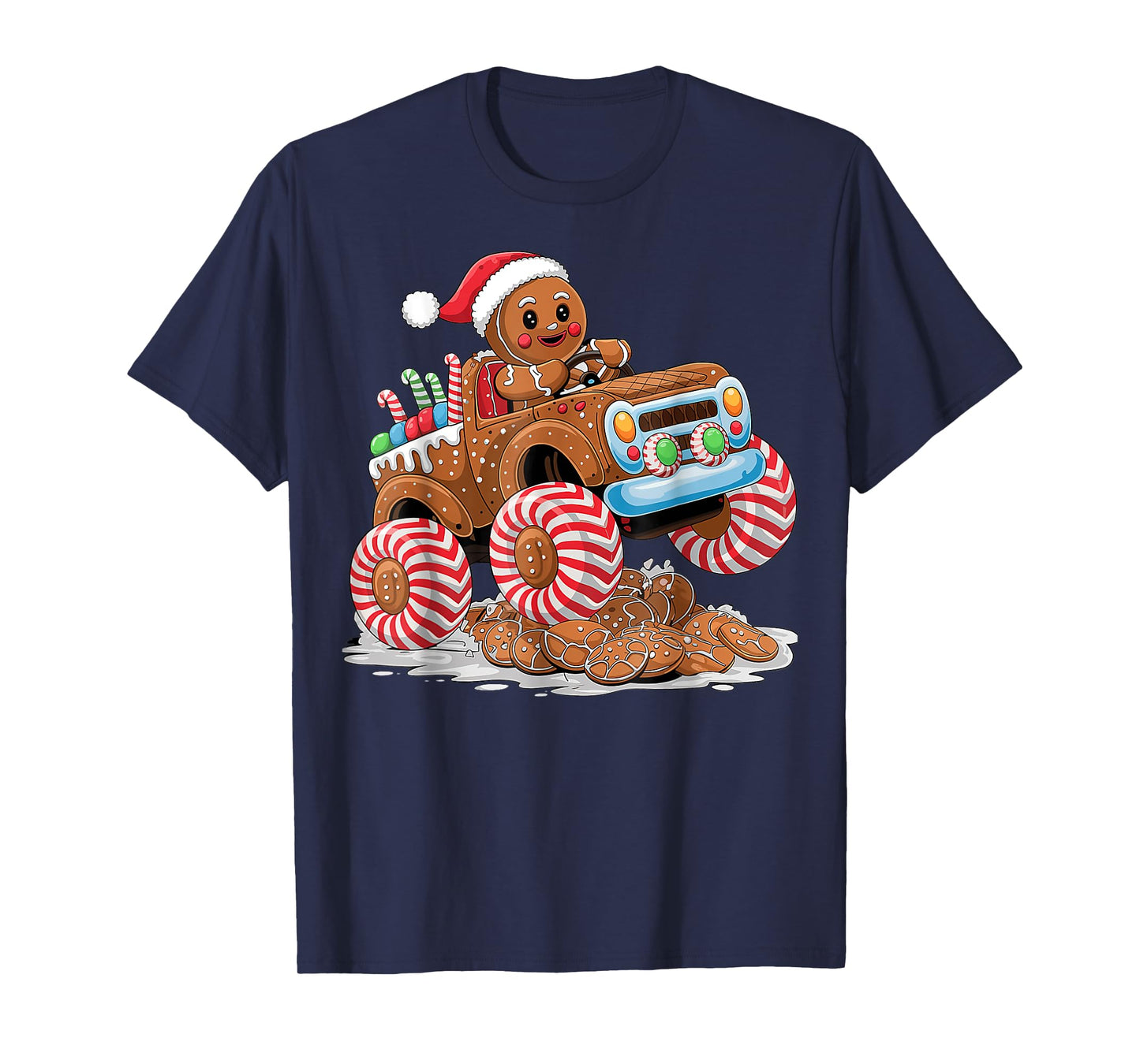 Monster Truck Gingerbread Man Christmas Baking T-Shirt