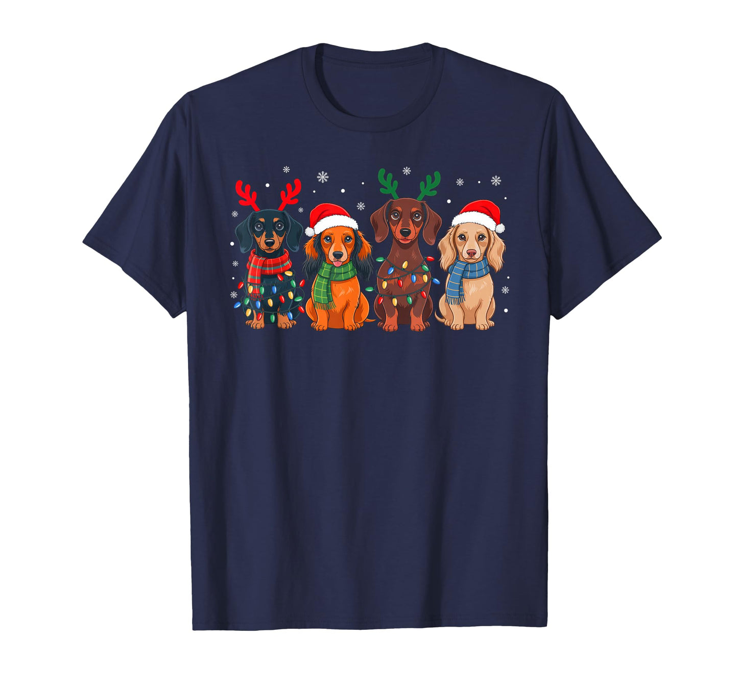 Dachshund Christmas Santa Reindeer Xmas Pajamas Dog Lover T-Shirt