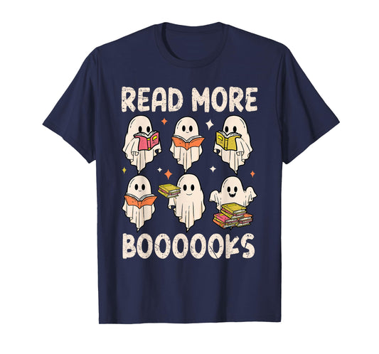 Groovy Halloween Ghost Read More Boooooks Librarian Teacher T-Shirt for Men Women Kids