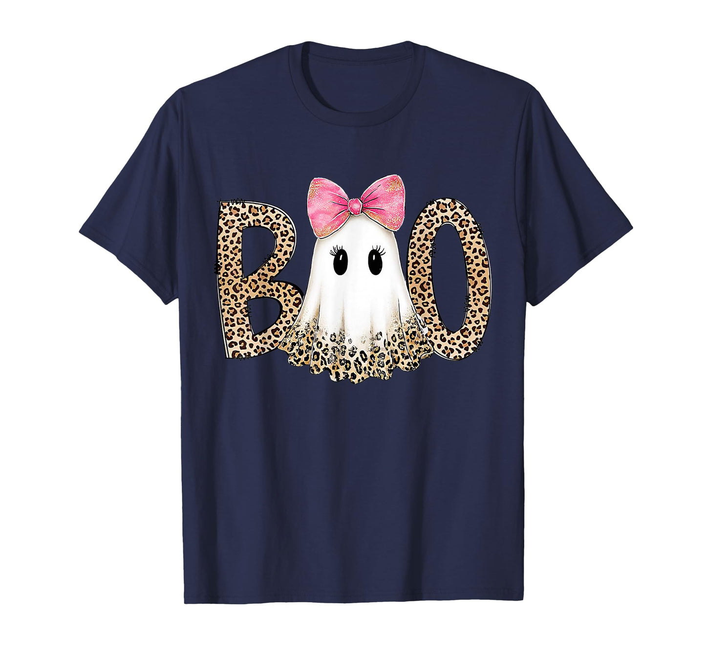 Preppy Leopard Ghost Boo Halloween T-Shirt