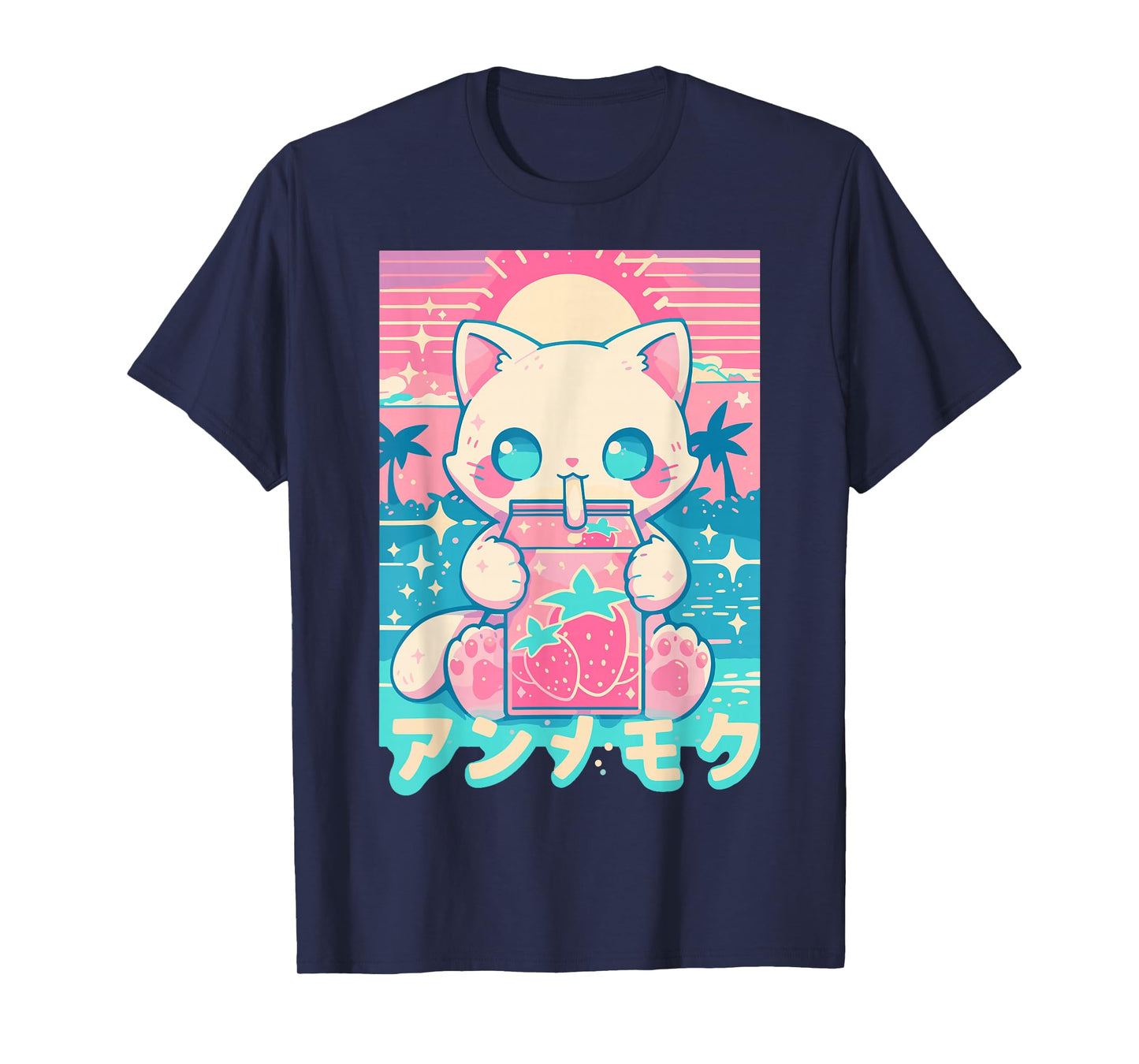 Cat Strawberry Milk Anime 90s Japanese Cat Japan T-Shirt