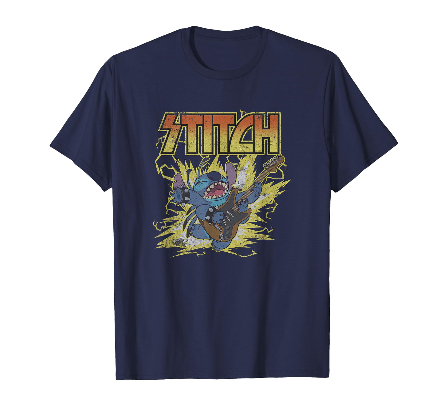 Disney Lilo & Stitch Hard Rocking Guitar Player Distressed T-Shirt
