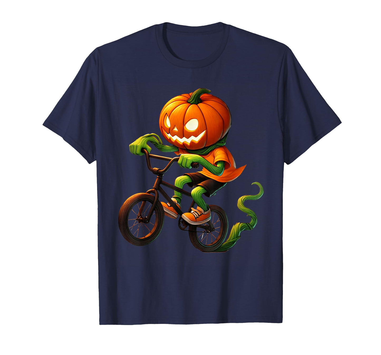 Pumpkin Face Biking Halloween Costume Biker Men Boys Kids T-Shirt