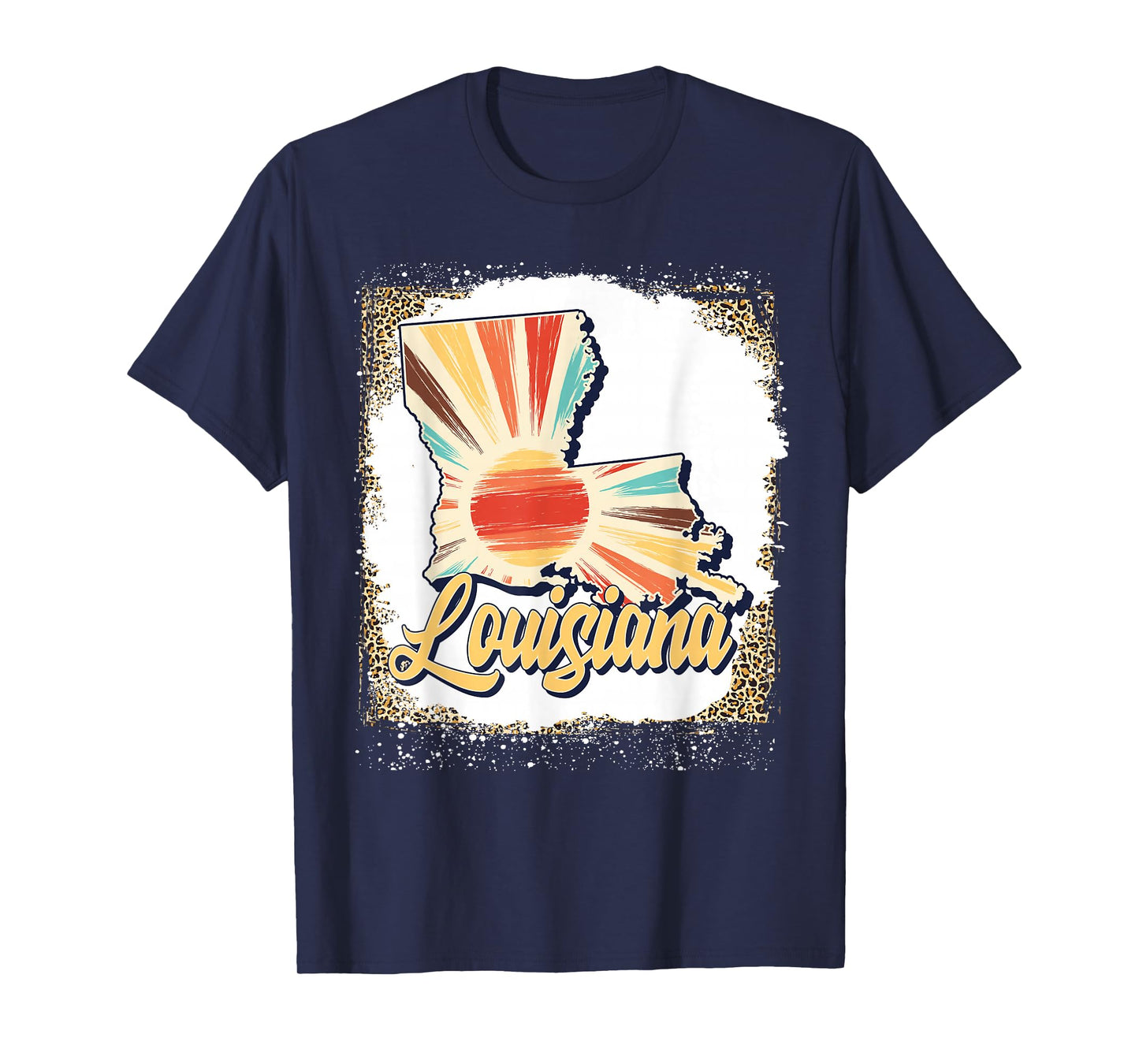 Vintage USA Louisiana State Map Flag Souvenir Men Women Kids T-Shirt