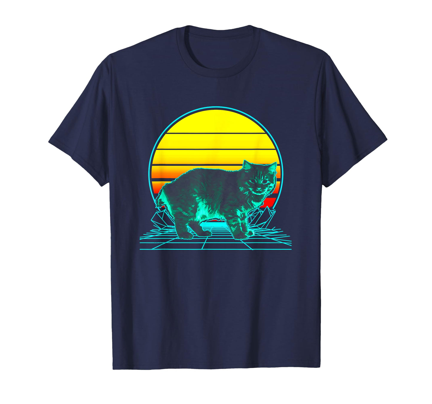 Retro Manx Cat Vaporwave T-Shirt
