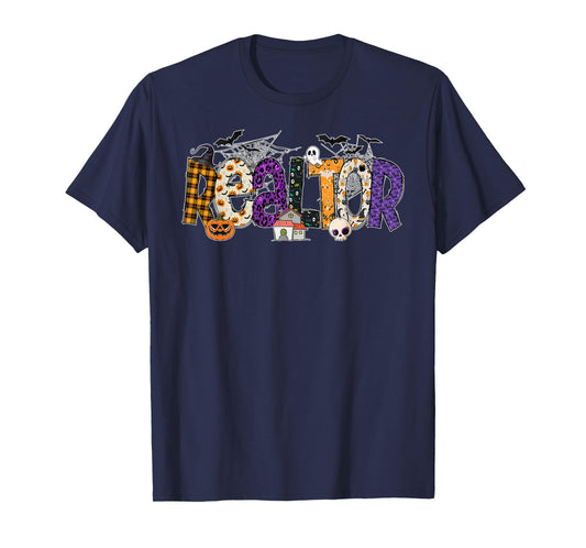 Realtor Witch Hat Pumpkin Ghost Funny Halloween Gifts T-Shirt