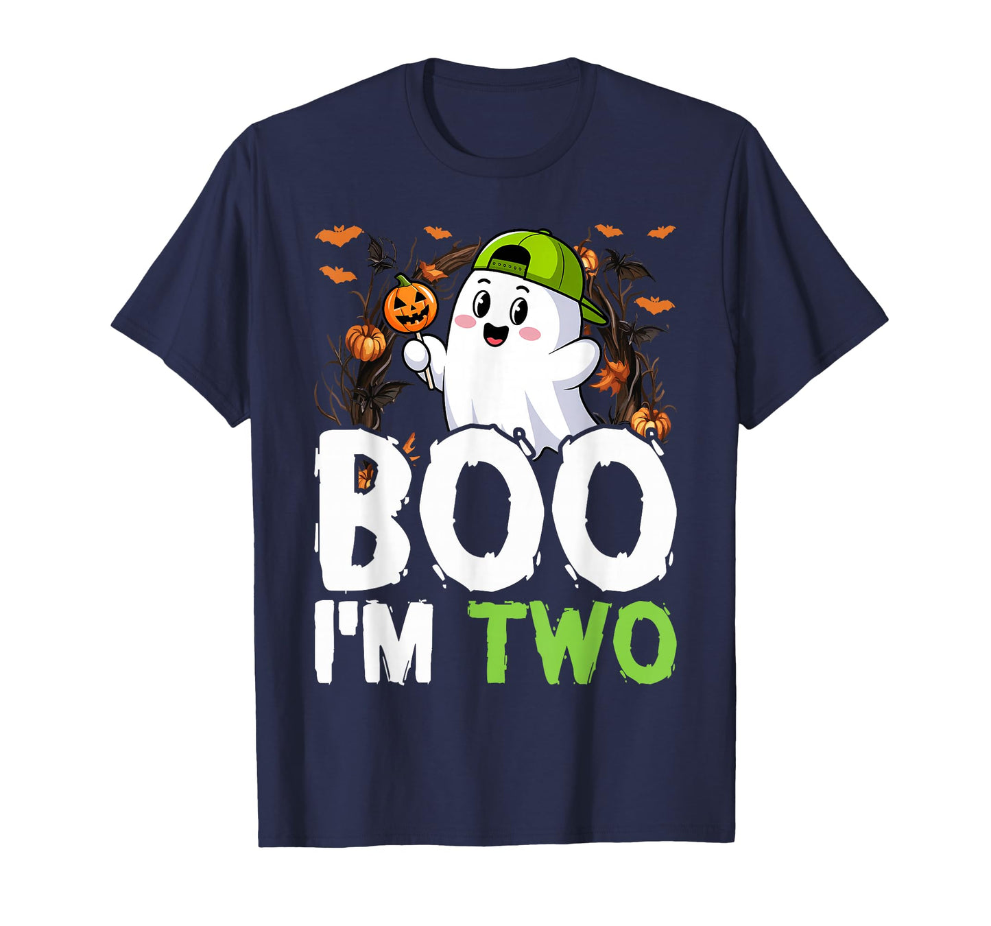 Boo I'm Two Ghost Second 2nd Birthday Cute Halloween Groovy T-Shirt