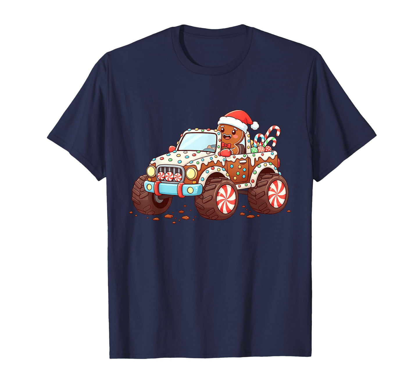 Gingerbread Xmas Candy Truck Funny Christmas Baking Kid Boys T-Shirt
