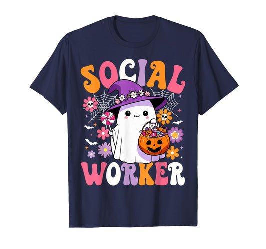 Halloween Social Worker Ghost Cute Social Worker Halloween T-Shirt