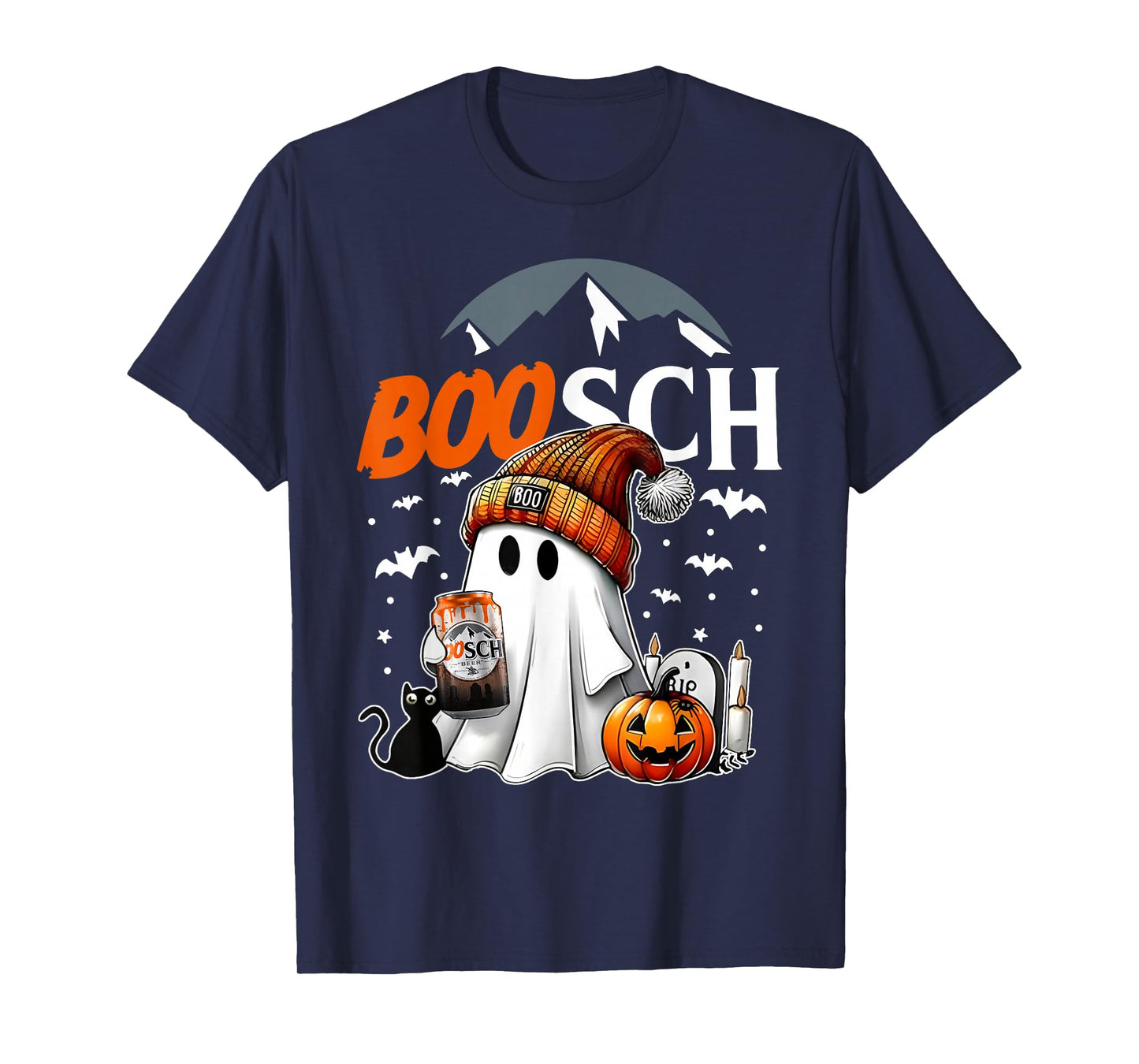 Boo SCH Ghost Beer Pumpkin Halloween Spooky Drinking T-Shirt